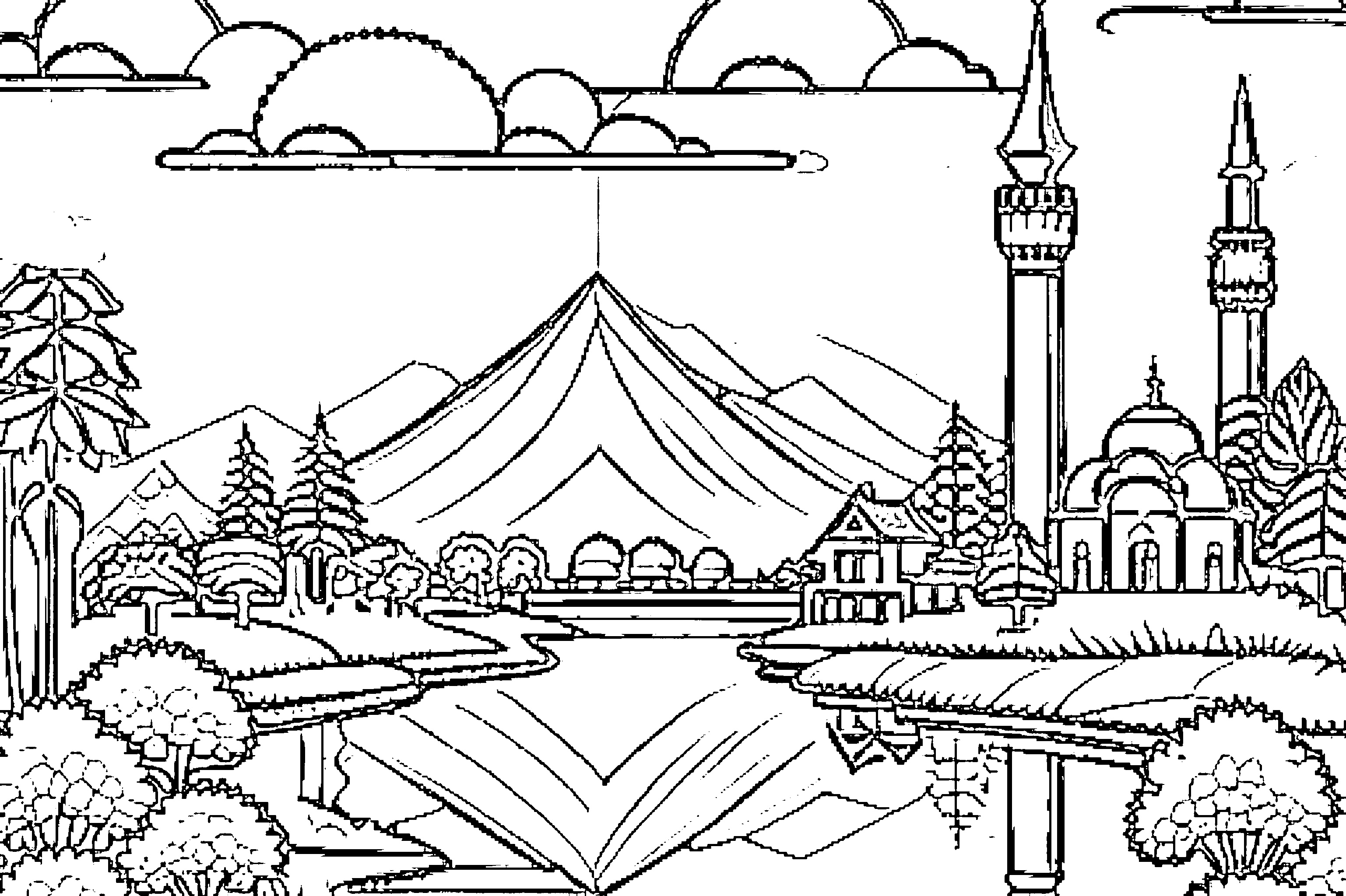 gambar pemandangan alam dan masjid